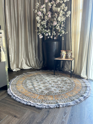 Vloerkleed grey/beige persian look rond vintage