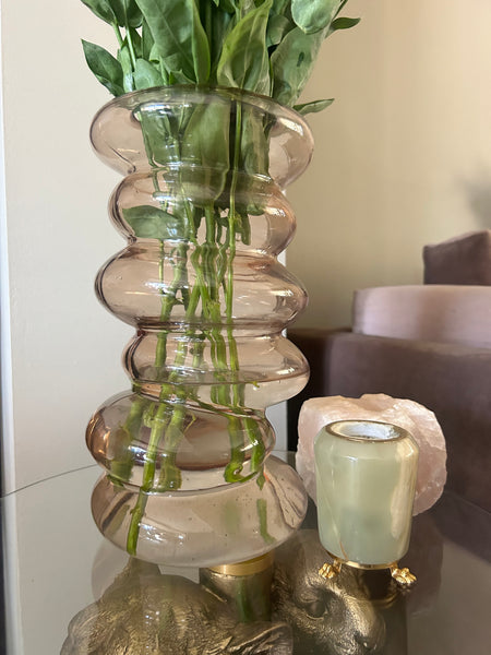Stapel vaas amber glas