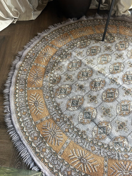 Vloerkleed grey/beige persian look rond vintage