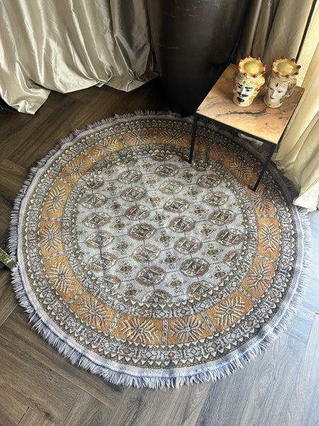 Vloerkleed grey/beige persian look rond vintage