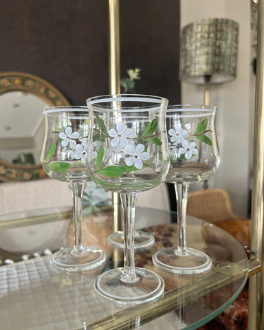 Wijnglazen set floral handpainted vintage