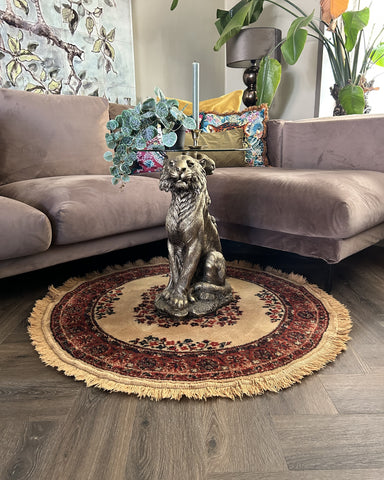 Vloerkleed beige/red persian look rond vintage