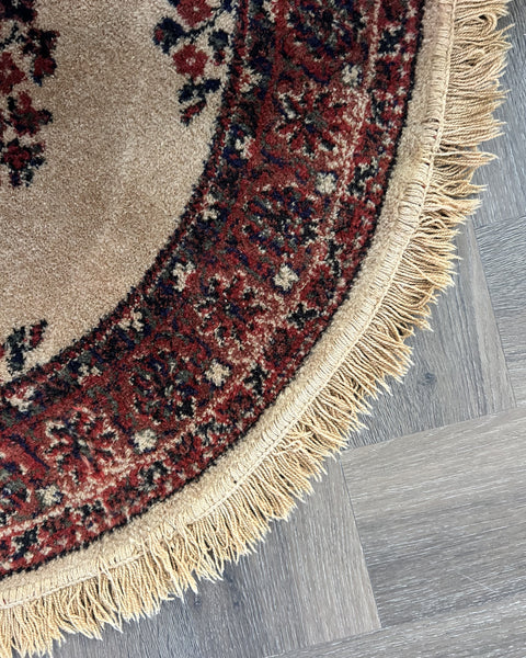 Vloerkleed beige/red persian look rond vintage