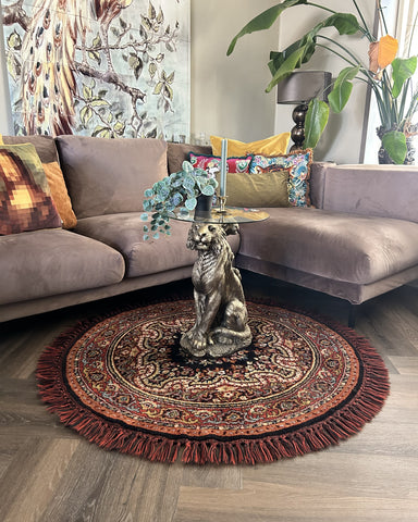 Vloerkleed orange persian look rond vintage