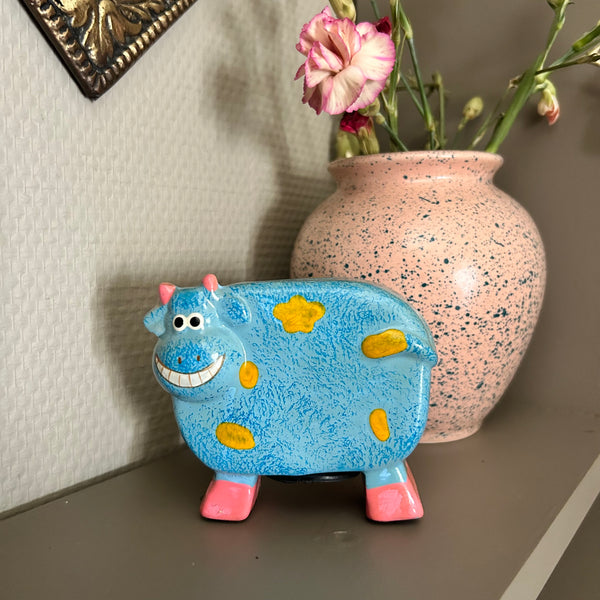 Spaarpot happy cow blue vintage