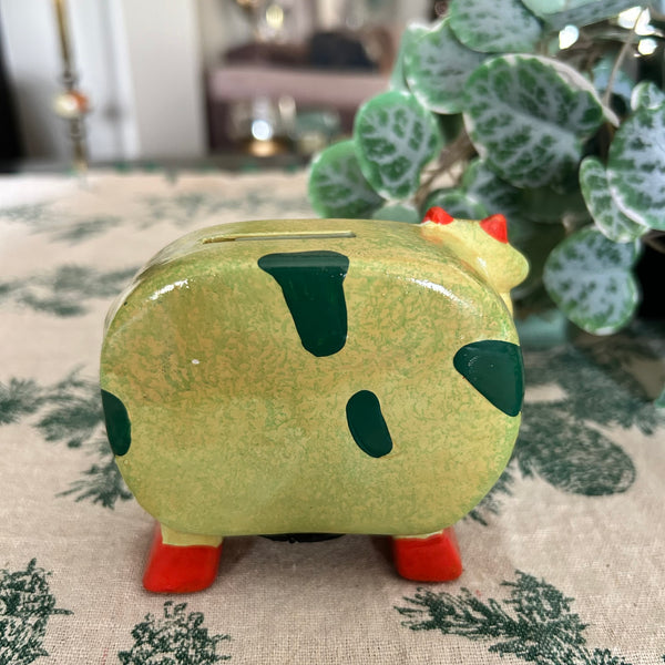 Spaarpot happy cow green vintage