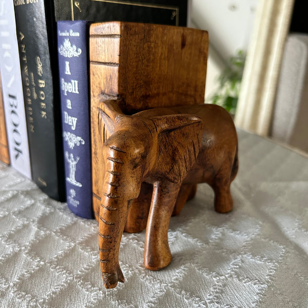 Boekensteunen olifant hout vintage