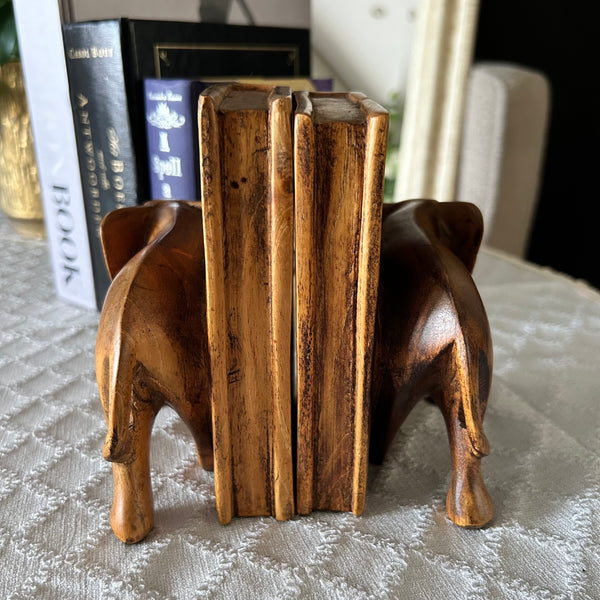 Boekensteunen olifant hout vintage