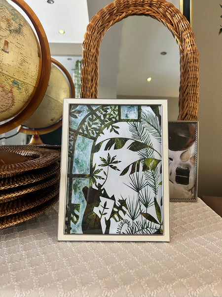 Fotolijst bolglas zilver & wit vintage