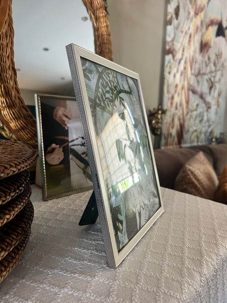 Fotolijst bolglas zilver & wit vintage