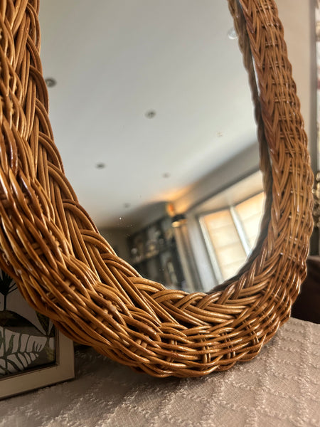 Spiegel ovaal rotan vintage