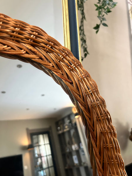 Spiegel ovaal rotan vintage