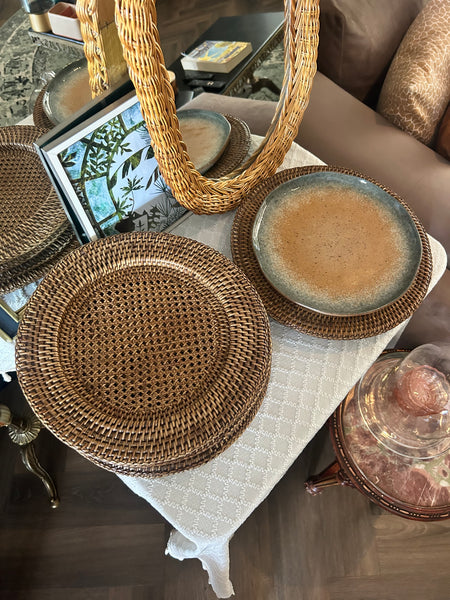 Onderborden set Birma riet vintage