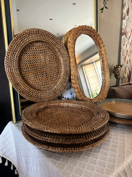 Onderborden set Birma riet vintage