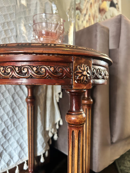 Bijzettafel rond handmade onyx marmer vintage