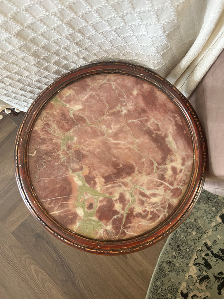 Bijzettafel rond handmade onyx marmer vintage