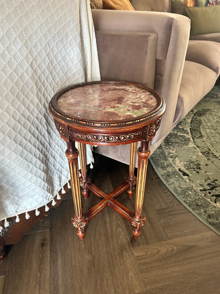 Bijzettafel rond handmade onyx marmer vintage