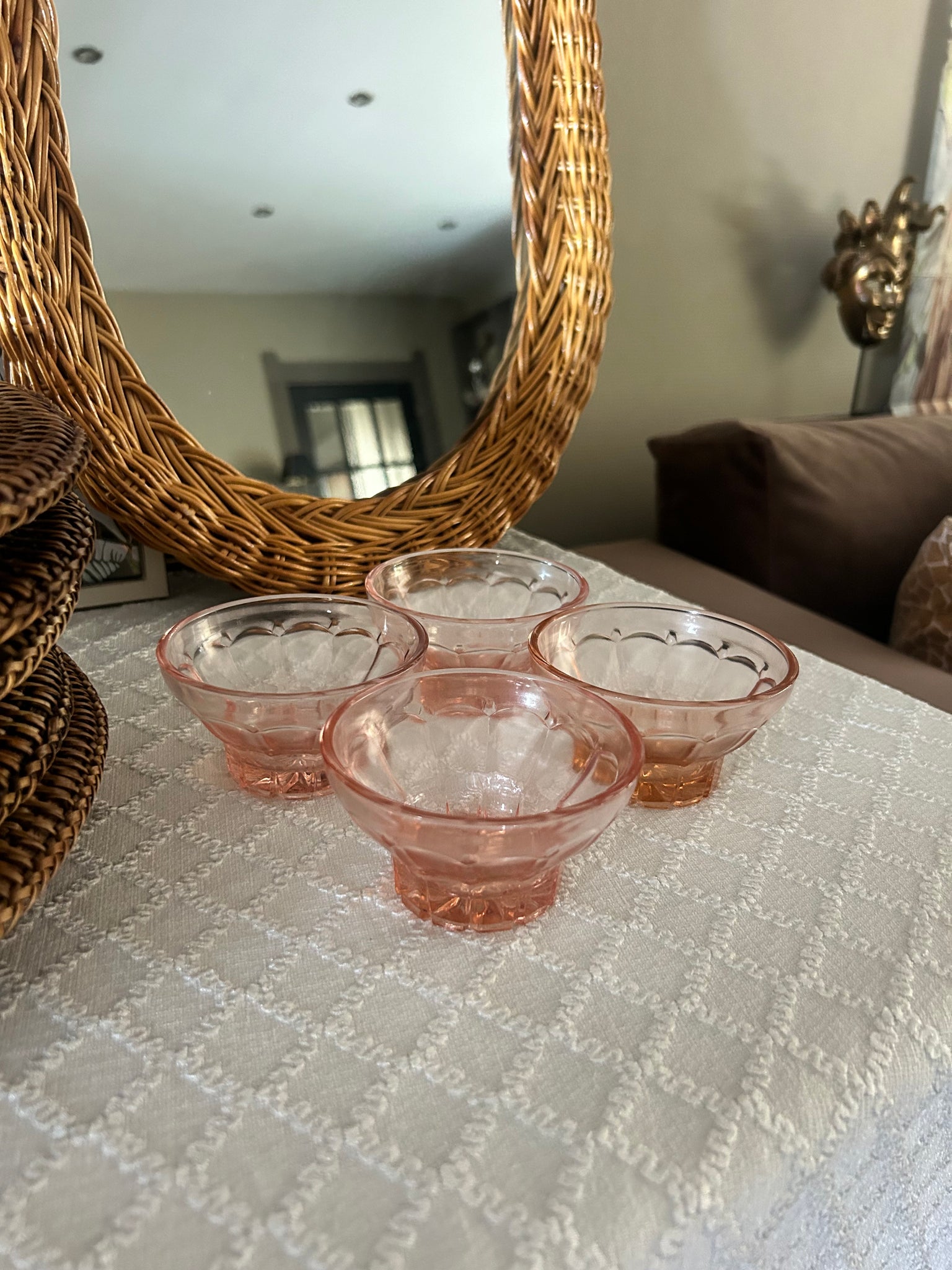 Schaaltjes set persglas roze France vintage