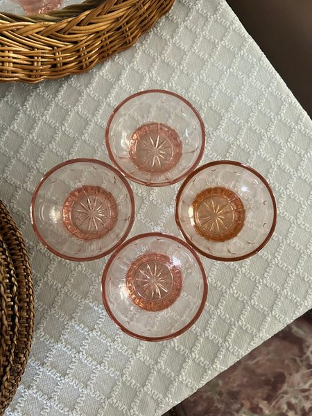 Schaaltjes set persglas roze France vintage