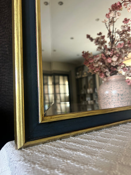 Spiegel facet geslepen blauw & goud vintage