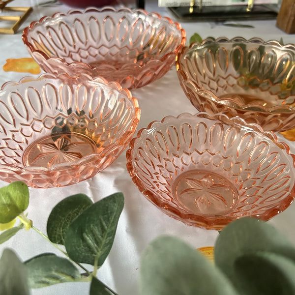 Schalen set roze glas België vintage