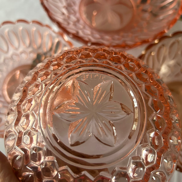 Schalen set roze glas België vintage