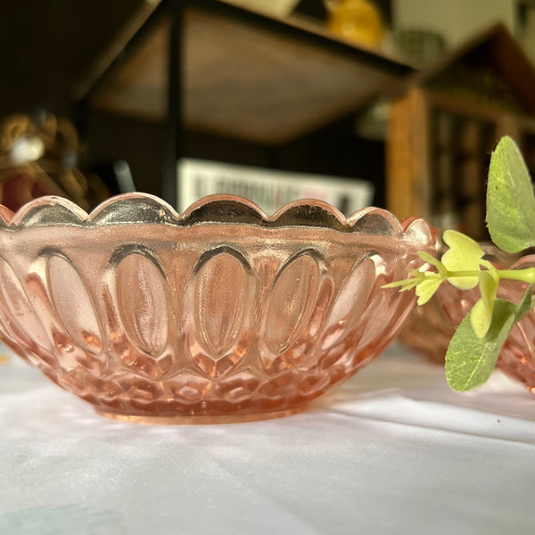 Schalen set roze glas België vintage