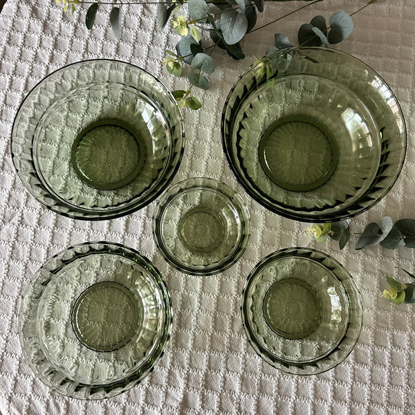 Schalen set Neerlandia groen persglas vintage