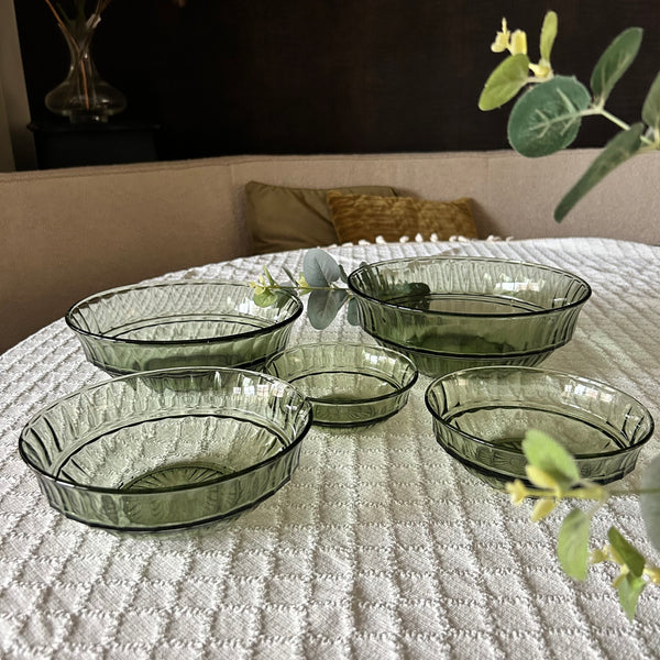 Schalen set Neerlandia groen persglas vintage