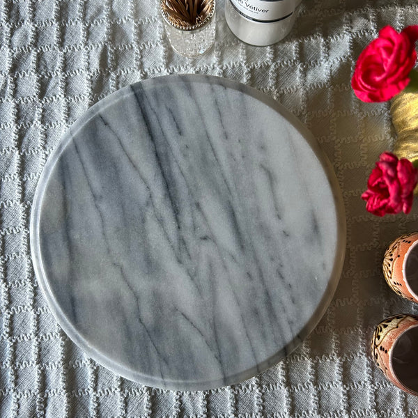 Draaiplatrau rond grey marble vintage