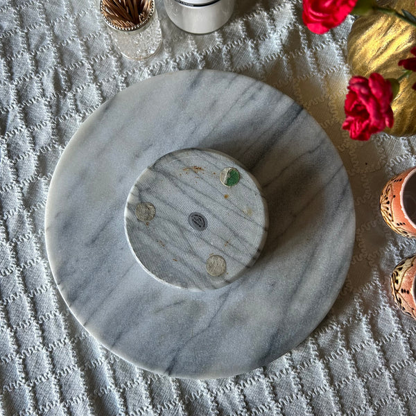 Draaiplatrau rond grey marble vintage