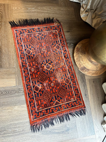 Vloerkleed loper persianlook orange & blue vintage