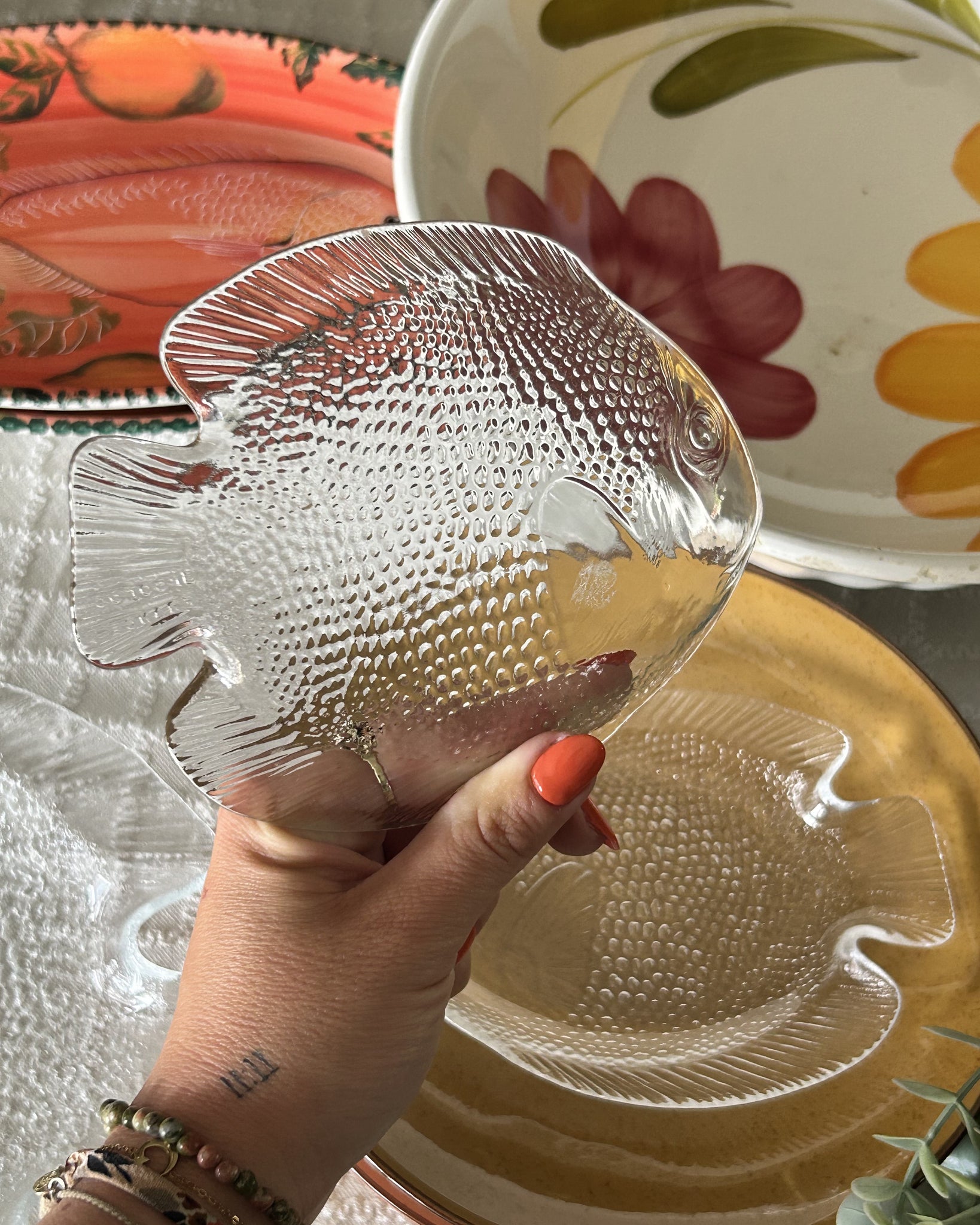 Schaal fishy Arcoroc France S vintage