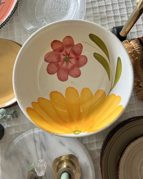 Schaal XL floral handpainted italy vintage