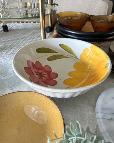 Schaal XL floral handpainted italy vintage