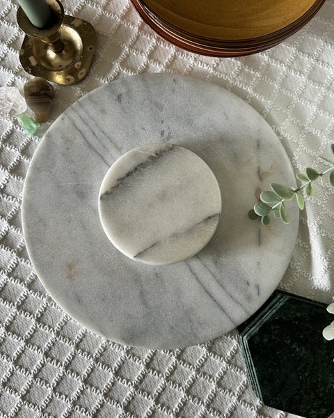 Draaiplateau rond grey marble vintage