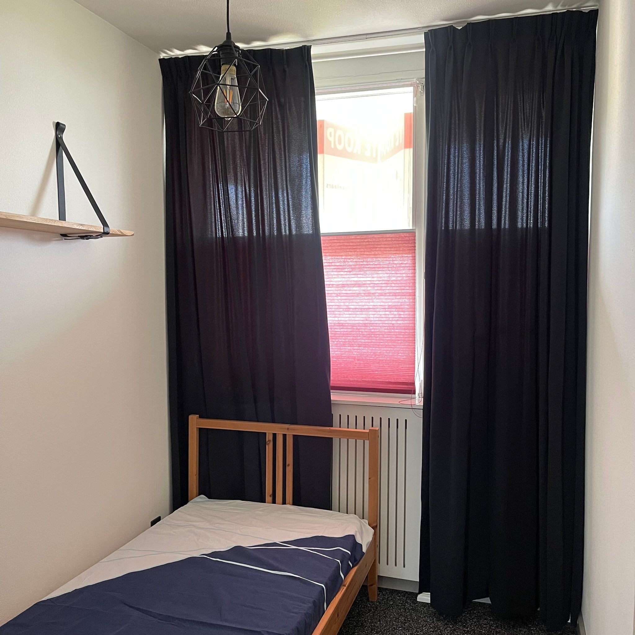 GORDIJNEN I RIBSTOF ZWART SET 2