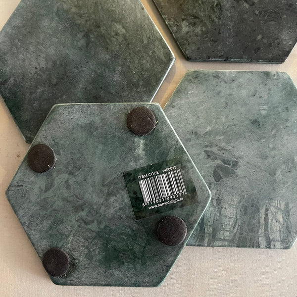 ONDERZETTERS HOME DELIGHT MARMER HEXAGON GREEN SET 4