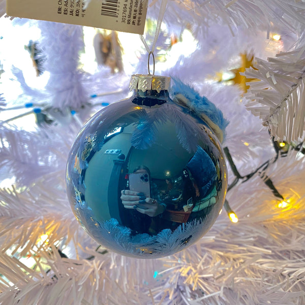 KERSTBAL JULEPYNT IJSVOGEL BLUE GLAS
