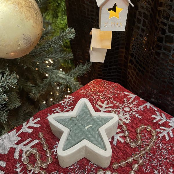 KERSTDECORATIE KERSTSTER KAARS BETON